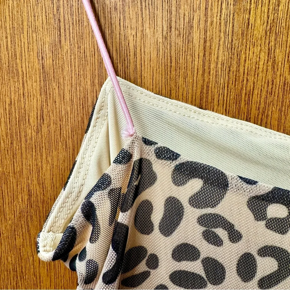 Sandy Liang Lily Leopard Print Sleeveless Ruched Mini Dress Bodycon 6 - Picture 10 of 15